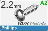 RVS Plaatschroef Din 7981 H Din 7981h  A2  2,2