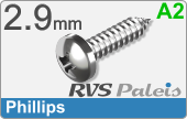 RVS Plaatschroef Din 7981 H Din 7981h  A2  2,9