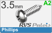 RVS Plaatschroef Din 7981 H Din 7981h  A2  3,5