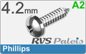 RVS Plaatschroef Din 7981 H Din 7981h  A2  4,2