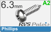 RVS Plaatschroef Din 7981 H Din 7981h  A2  6,3