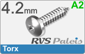 RVS Plaatschroef Din 7981 Tx Din 7981tx  A2  4,2