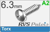 RVS Plaatschroef Din 7981 Tx Din 7981tx  A2  6,3