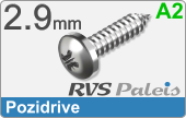 RVS Plaatschroef Din 7981 Z Din 7981z  A2  2,9