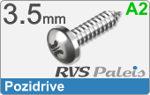 RVS Plaatschroef Din 7981 Z Din 7981z  A2  3,5