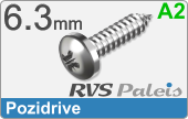 RVS Plaatschroef Din 7981 Z Din 7981z  A2  6,3