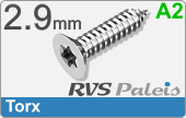 RVS Plaatschroef Din 7982 Tx Din 7982tx  A2  2,9