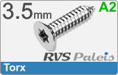 RVS Plaatschroef Din 7982 Tx Din 7982tx  A2  3,5