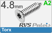 RVS Plaatschroef Din 7982 Tx Din 7982tx  A2  4,8