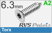 RVS Plaatschroef Din 7982 Tx Din 7982tx  A2  6,3