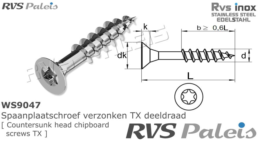 RVS Schroef Ws 9047 - A4 - 4,5