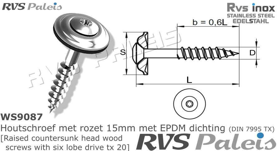 RVS Houtschroef 