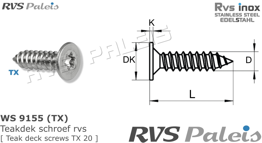 RVS Houtschroef 