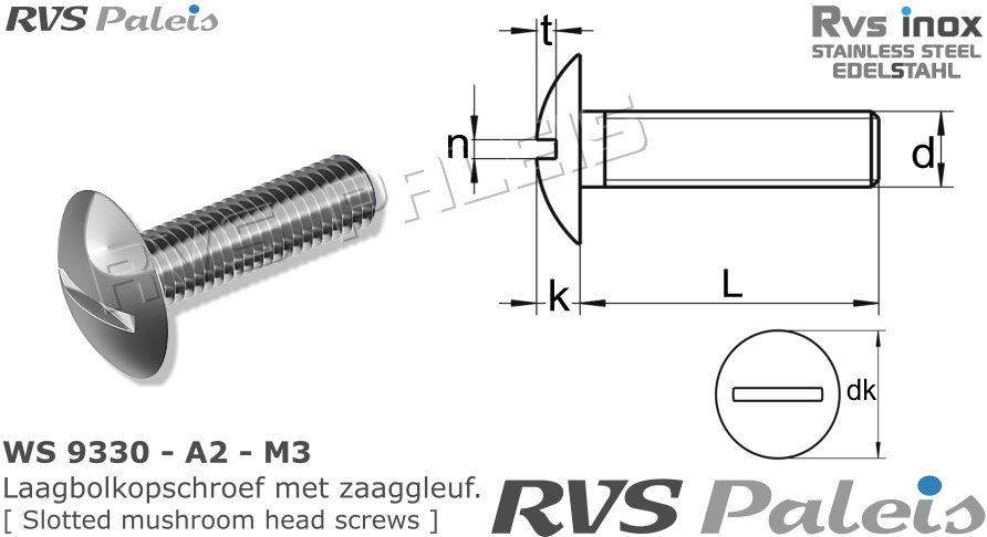 RVS Schroef Ws 9330 - A2 - M3
