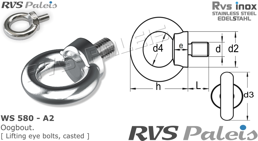 RVS  Ws 580 - A2 - Per Stuk