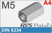 RVS  Zeskant Moeren Din 6334 M5