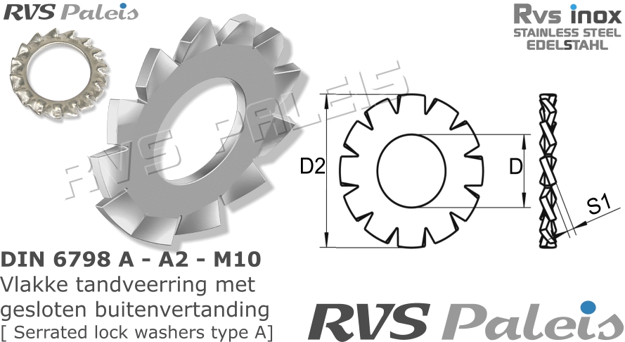 RVS  Din 6798a - A2 - M10