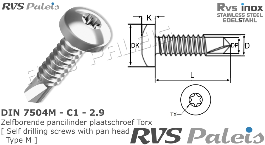 RVS Plaatschroef 