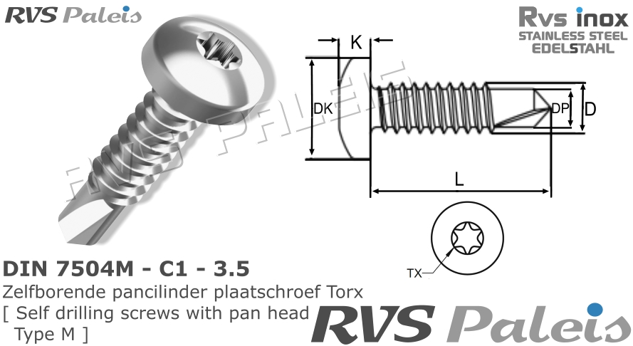 RVS Plaatschroef 