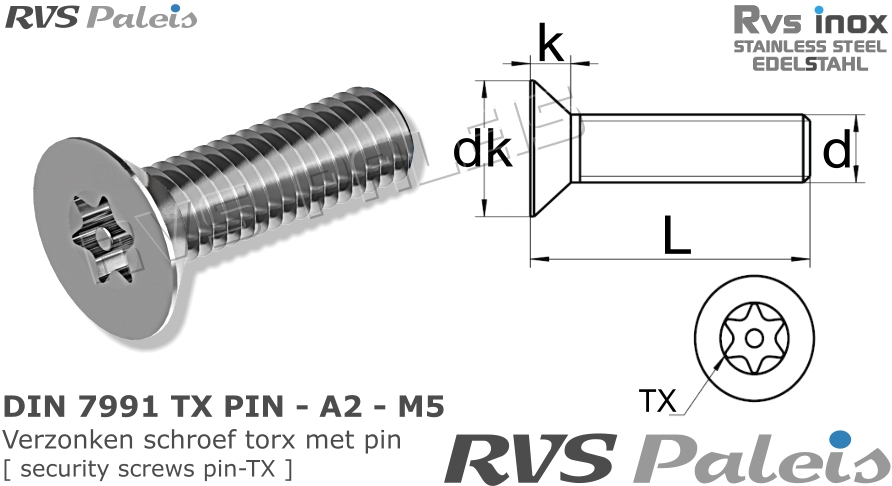 RVS  Din 7991 Pin Tx - M5