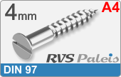 RVS  Houtschroef Din 97  A4  4