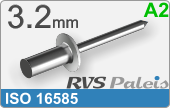 RVS  Blindklinknagel Dicht Iso 16585  A2  3,2