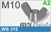RVS  Vleugelmoeren Ws 315 - A2 M10