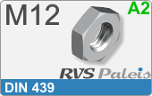 RVS  Zeskant Moeren Din 439 M12