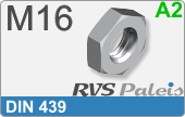 RVS  Zeskant Moeren Din 439 M16