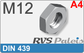 RVS  Zeskant Moeren Din 439 M12