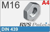 RVS  Zeskant Moeren Din 439 M16