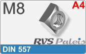 RVS  Vierkantmoeren Din 557 M8
