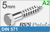 RVS  Houtdraadbout Din 571 - A2 5