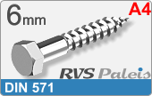 RVS  Houtdraadbout Din 571 - A4 6