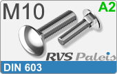 RVS  Slotbouten Din 603 - A2 M10