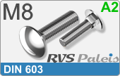 RVS  Slotbouten Din 603 - A2 M8