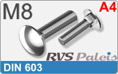 RVS  Slotbouten Din 603 - A4 M8