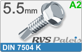 RVS Plaatschroef Din 7504k Din 7504k  A2  5,5