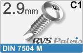 RVS Plaatschroef Din 7504m Din 7504m  C1  2,9