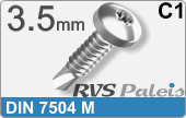 RVS Plaatschroef Din 7504m Din 7504m  C1  3,5