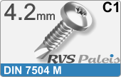 RVS Plaatschroef Din 7504m Din 7504m  C1  4,2