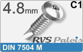 RVS Plaatschroef Din 7504m Din 7504m  C1  4,8