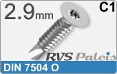 RVS Plaatschroef Din 7504o Din 7504o  C1  2,9