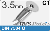 RVS Plaatschroef Din 7504o Din 7504o  C1  3,5