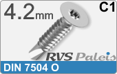 RVS Plaatschroef Din 7504o Din 7504o  C1  4,2