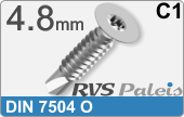 RVS Plaatschroef Din 7504o Din 7504o  C1  4,8