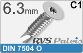 RVS Plaatschroef Din 7504o Din 7504o  C1  6,3