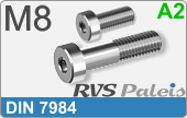 RVS Schroef Binnenzeskant Din 7984 M8