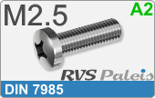 RVS Schroef Kruisgleuf Din 7985 M2,5