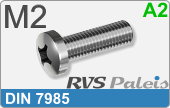 RVS Schroef Kruisgleuf Din 7985 M2